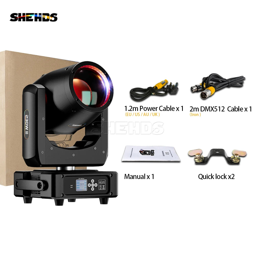 SHEHDS Flight Case With 2Pcs Mini Bulb Beam 230W 7R Moving Head Lighting For DJ Bar Concert Special Equipment