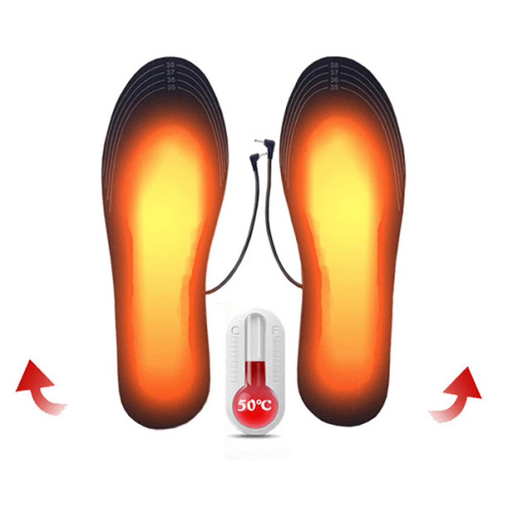 Unisex Electric Foot Warmer Adjustable Temperature USB Heated Insoles Winter Electric Heated Sock Pad for Outdoor Camping Hiking
