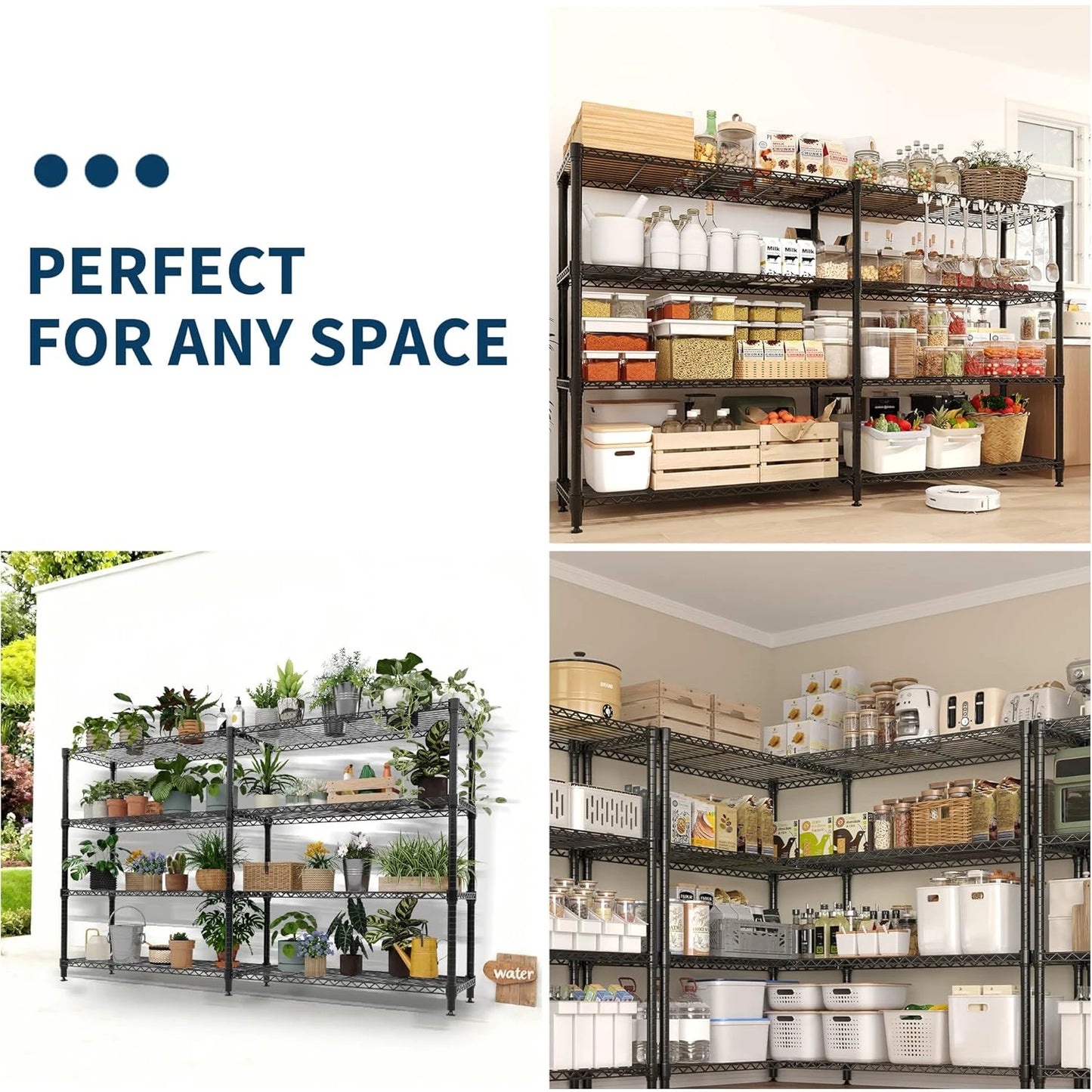 Heavy Duty Storage Shelves 4/5 Tiers Metal Shelving Unit Adjustable Organization Pantry Shelves for Kitchen Garage Commercial