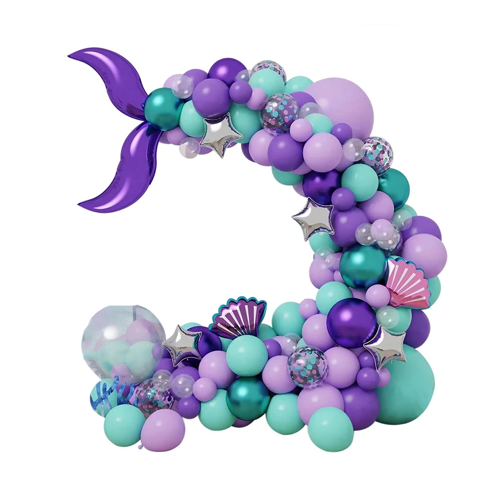 120 Pcs Mermaid Tail Latex Aluminum Balloon Set For Halloween Graduation New Year Easter Valentine's Day Thanksgiving