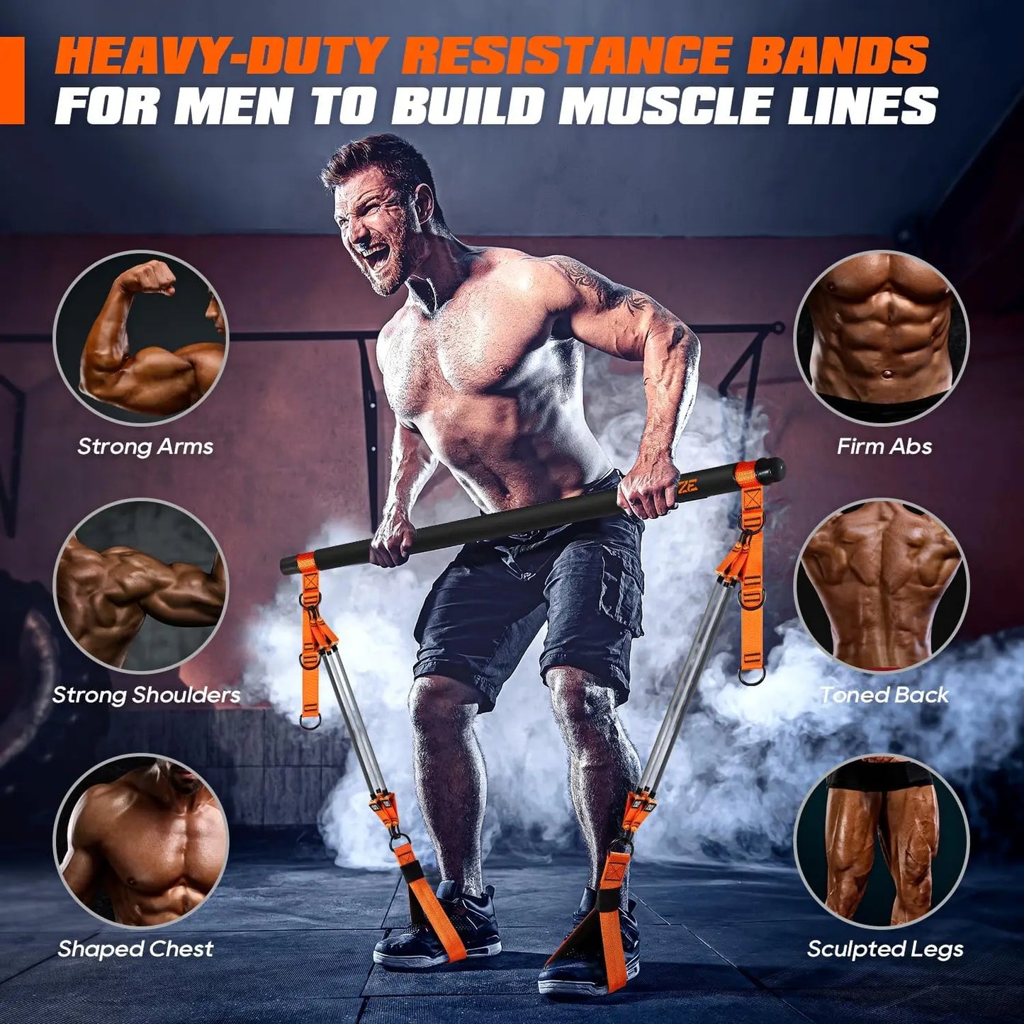 Heavy Duty Pilates Bar Kit with Resistance Bands for Full Body Workout, Portable Home Gym Equipment