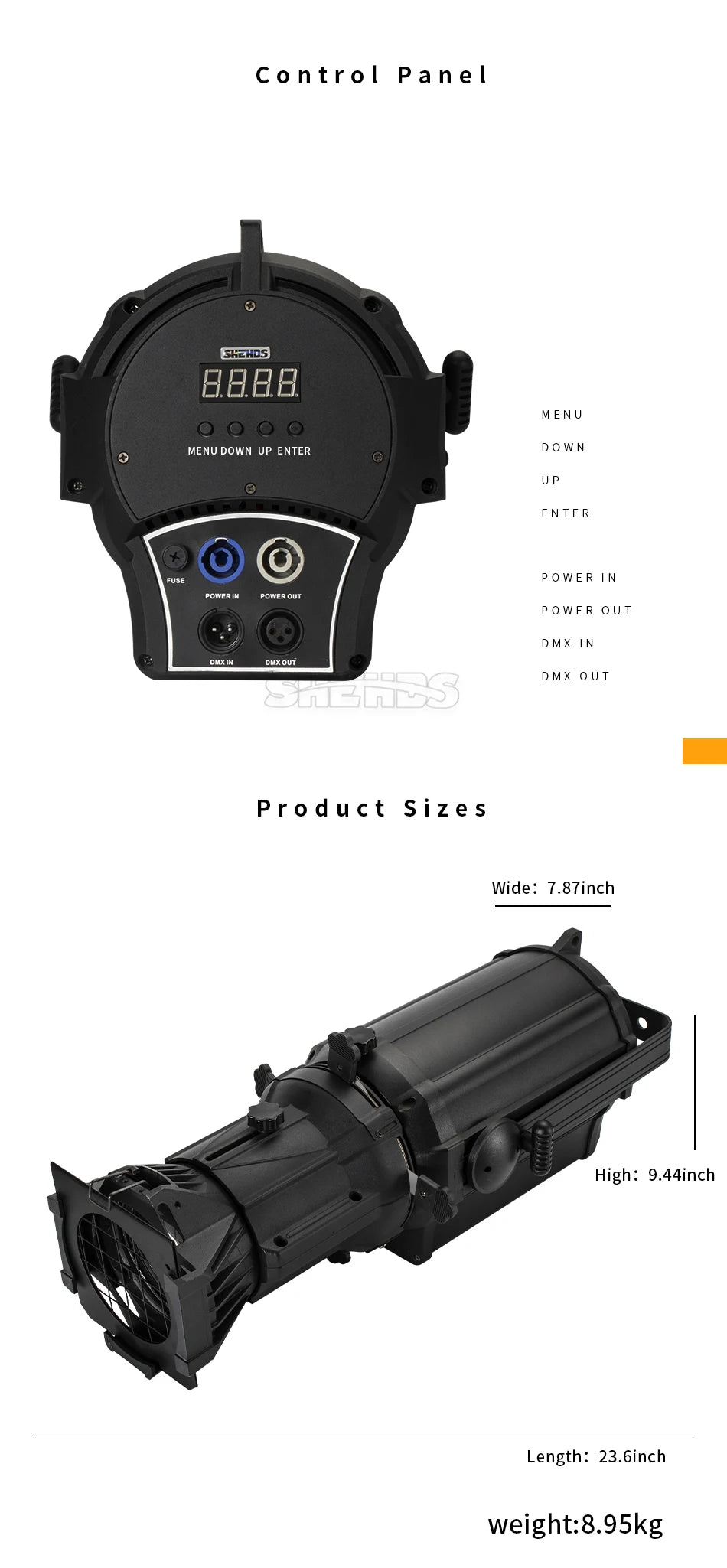 SHEHD 2PCS 250W RGBW/WCW Leko Light Ellipsoidal Profile Eliminate Redundant Ray DJ Disco Concert Theatre Stage Performance