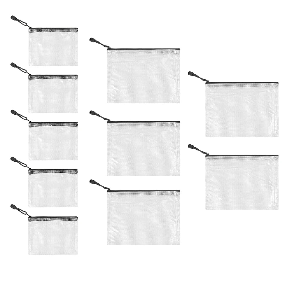 10Pcs Mesh Zipper Pouch A5 A6 Document Bag Plastic Zip File Folders for School Office Supplies Travel Storage Bags