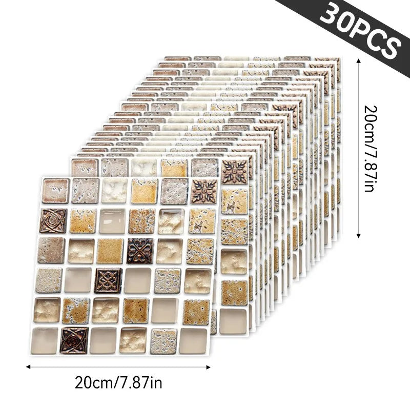 30pcs 3D Wallpaper Stickers, PET Wall Decors, Peel and Stick, Drawer Sticker, Wardrobe Sticker, Kitchen Stickers, Window Sticker