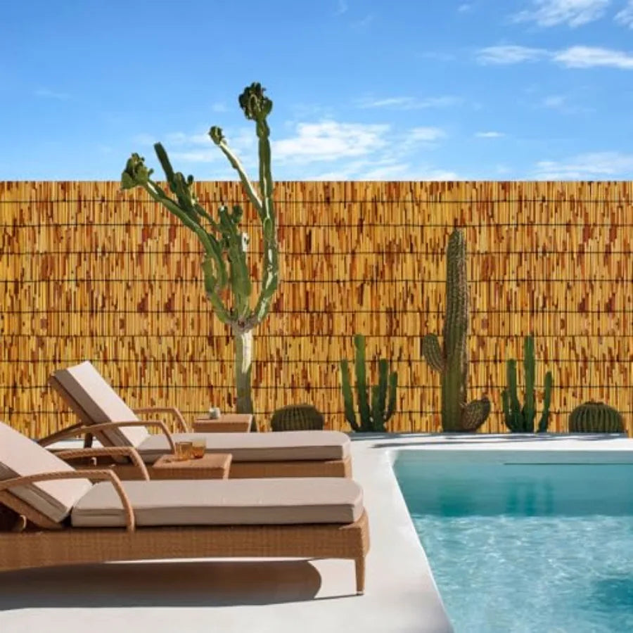 Reed Fencing RollsPatio Privacy Screen Decorative Bamboo Fence Rolls for Patio Balcony Garden Backyard Outdoor 6x16FT 2Pcs