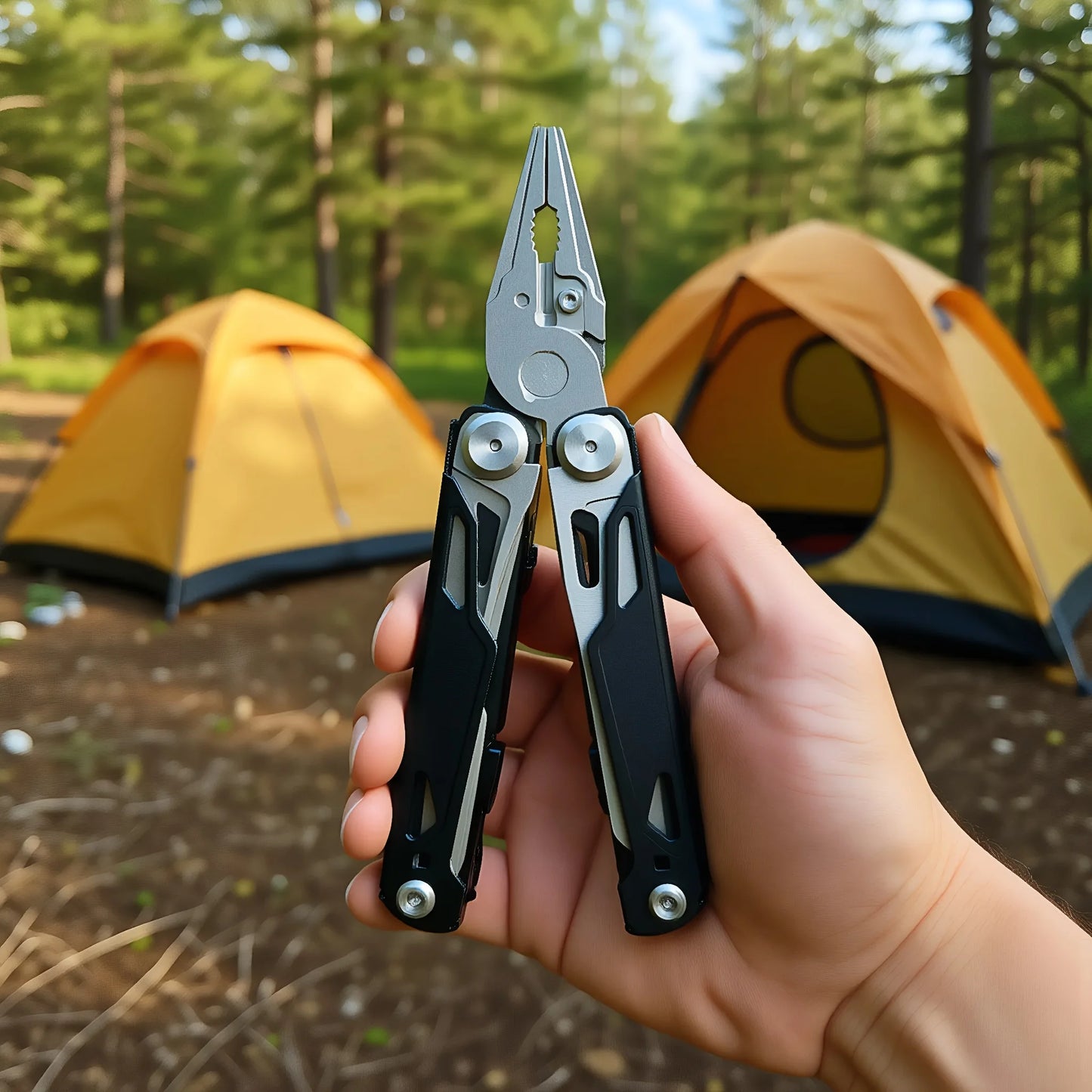 27 in 1 Multitool Pliers - Stainless Steel Survival Tool with Screwdriver/Saw/Spring Scissors for Camping, Fishing, Hiking (Nylo
