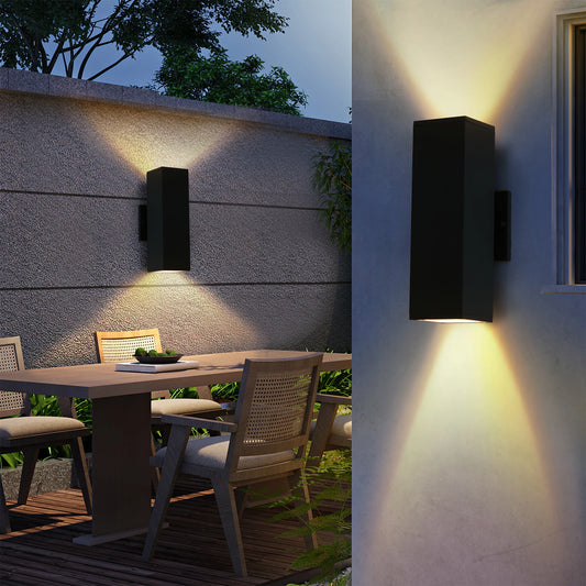2-Pack Outdoor Wall Light IP65 Waterproof Up & Down GU10 Bulb Wall Sconce Black Aluminum Exterior Light （Stock in USA ）