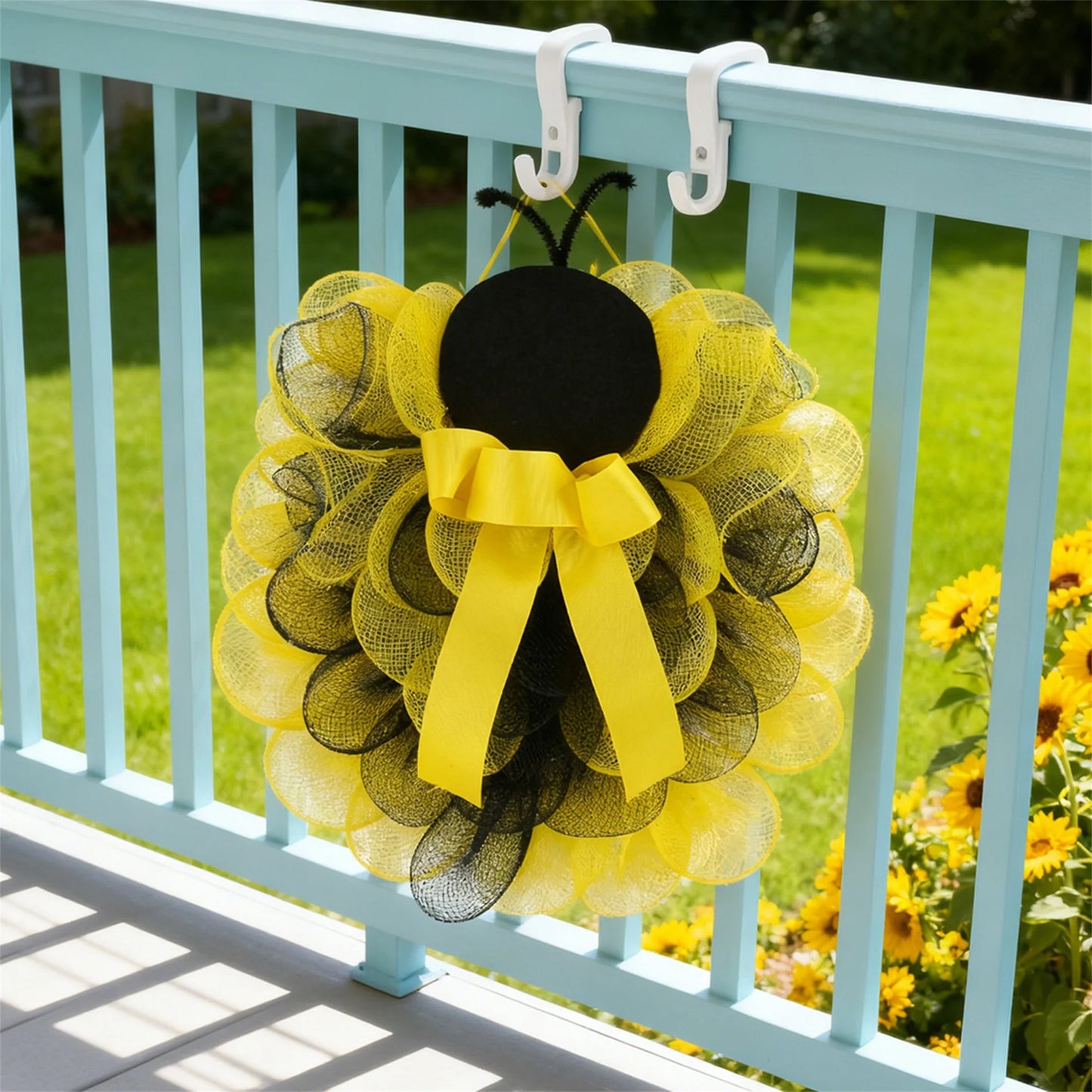 Spring Floral Wreath with Bunny and Eggs Decoration for Front Door Easter Decorations and Party Supplies